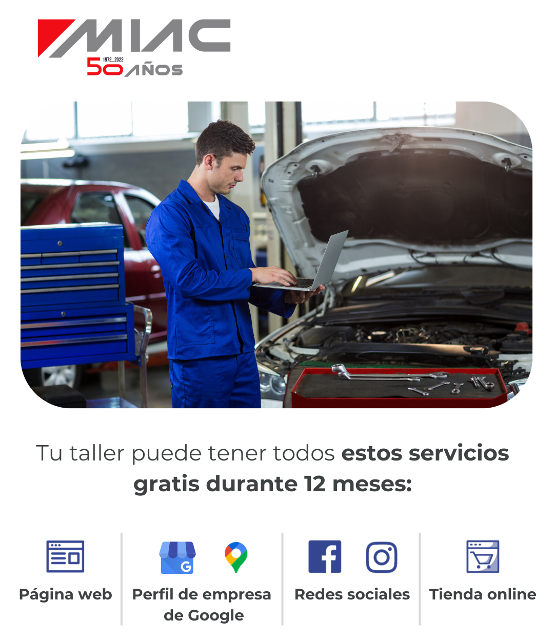 Tu taller puede tener todos estos servicios gratis durante 12 meses